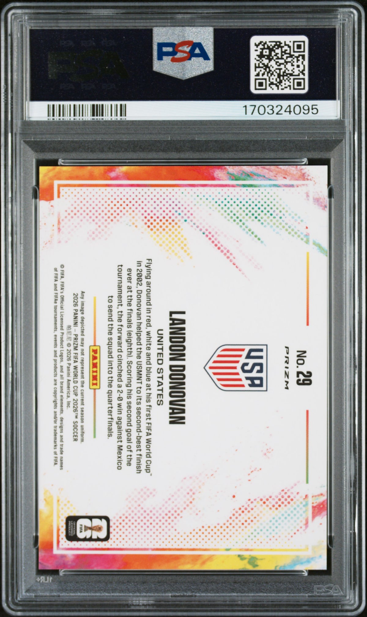 2026 Panini Prizm FIFA World Cup 2026 Color Blast Landon Donovan #29 PSA 10