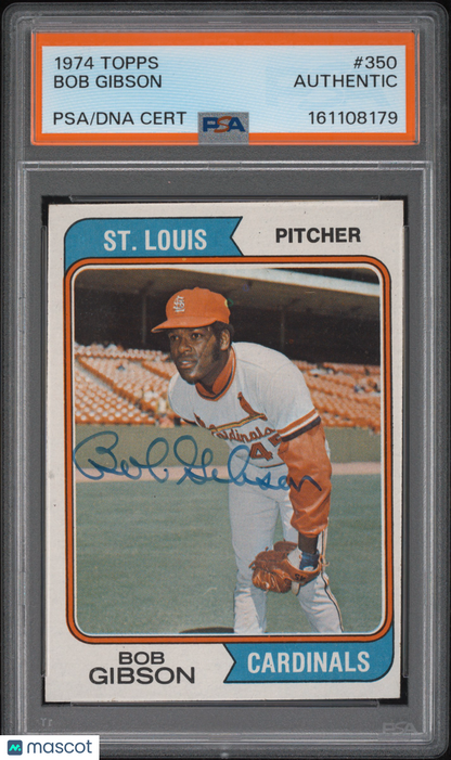 1974 Topps Bob Gibson #350 PSA A Auto A